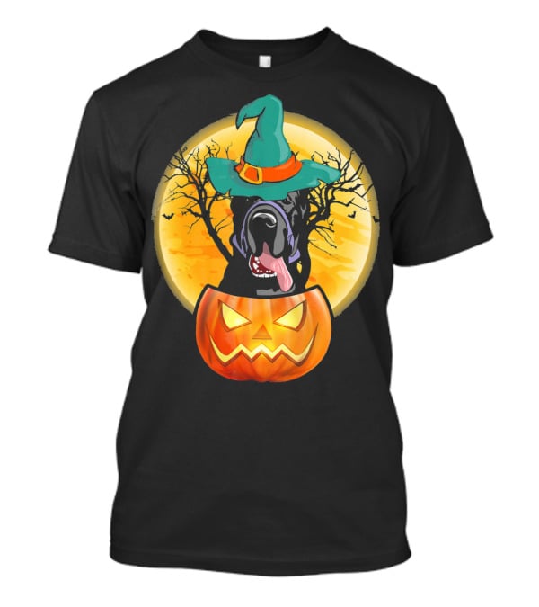 Great Dane Halloween Pumpkin Witch Hat Spooky Scene T-Shirt