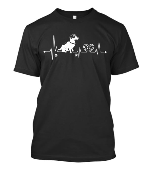 Heartbeat Love Jack Russell Terrier Dog Pet Heartbeat Pawprints T-Shirt