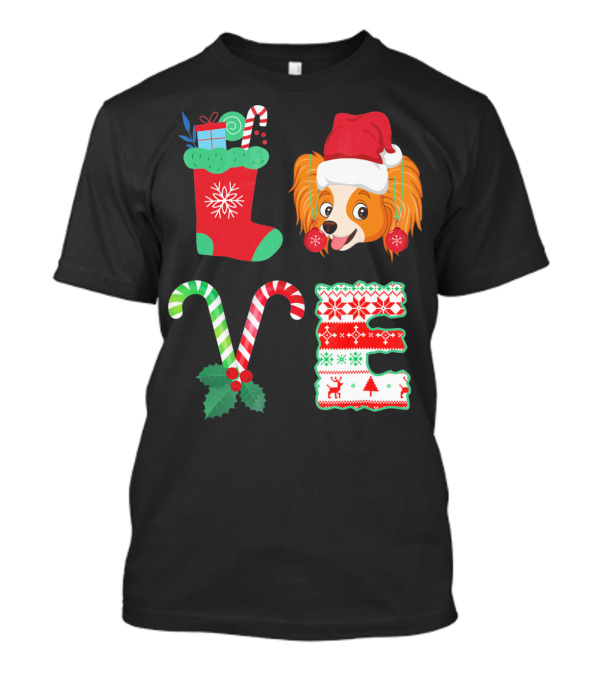 I Love My Papillon Christmas Dog Holiday Decorations T-Shirt