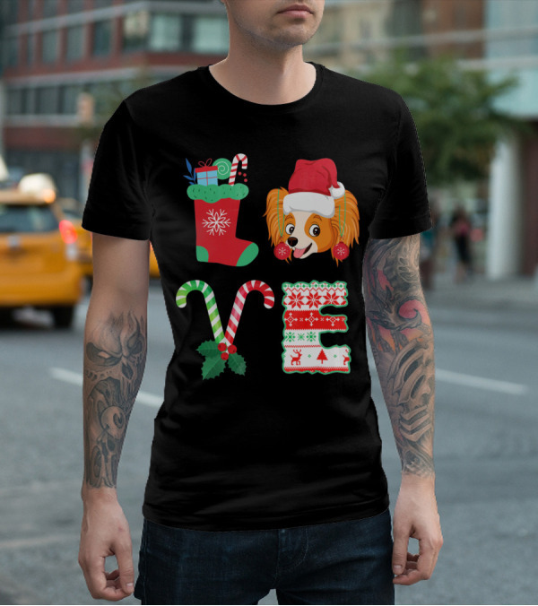I Love My Papillon Christmas Dog Holiday Decorations T-Shirt