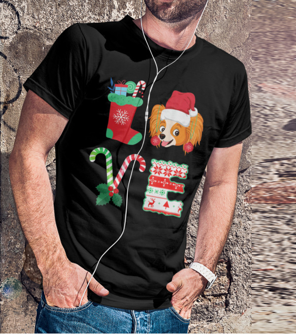 I Love My Papillon Christmas Dog Holiday Decorations T-Shirt