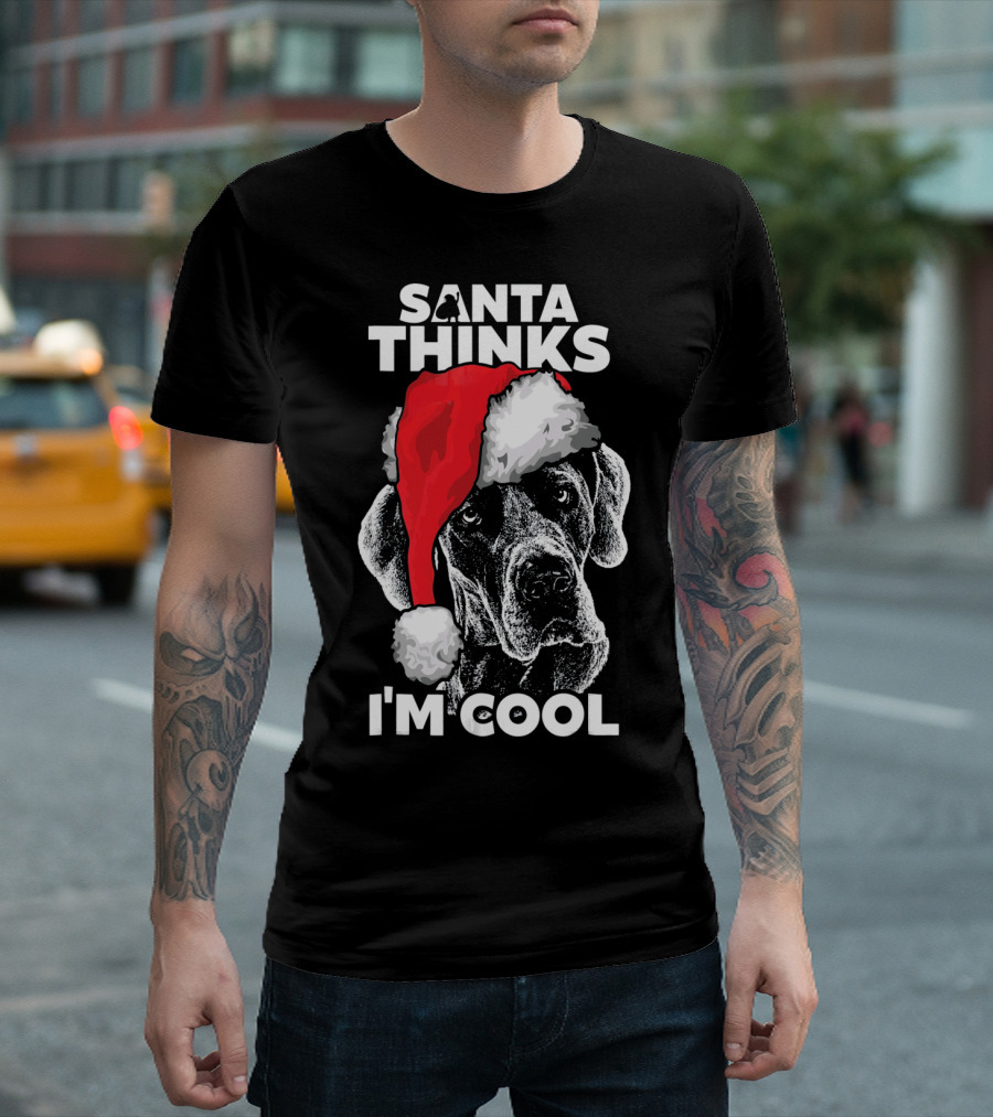Santa Thinks I'm Cool Great Dane T-Shirt