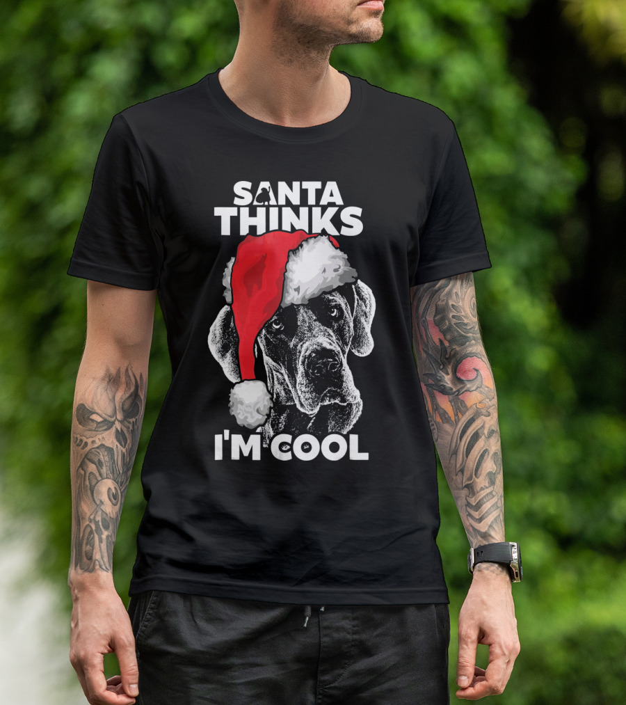 Santa Thinks I'm Cool Great Dane T-Shirt