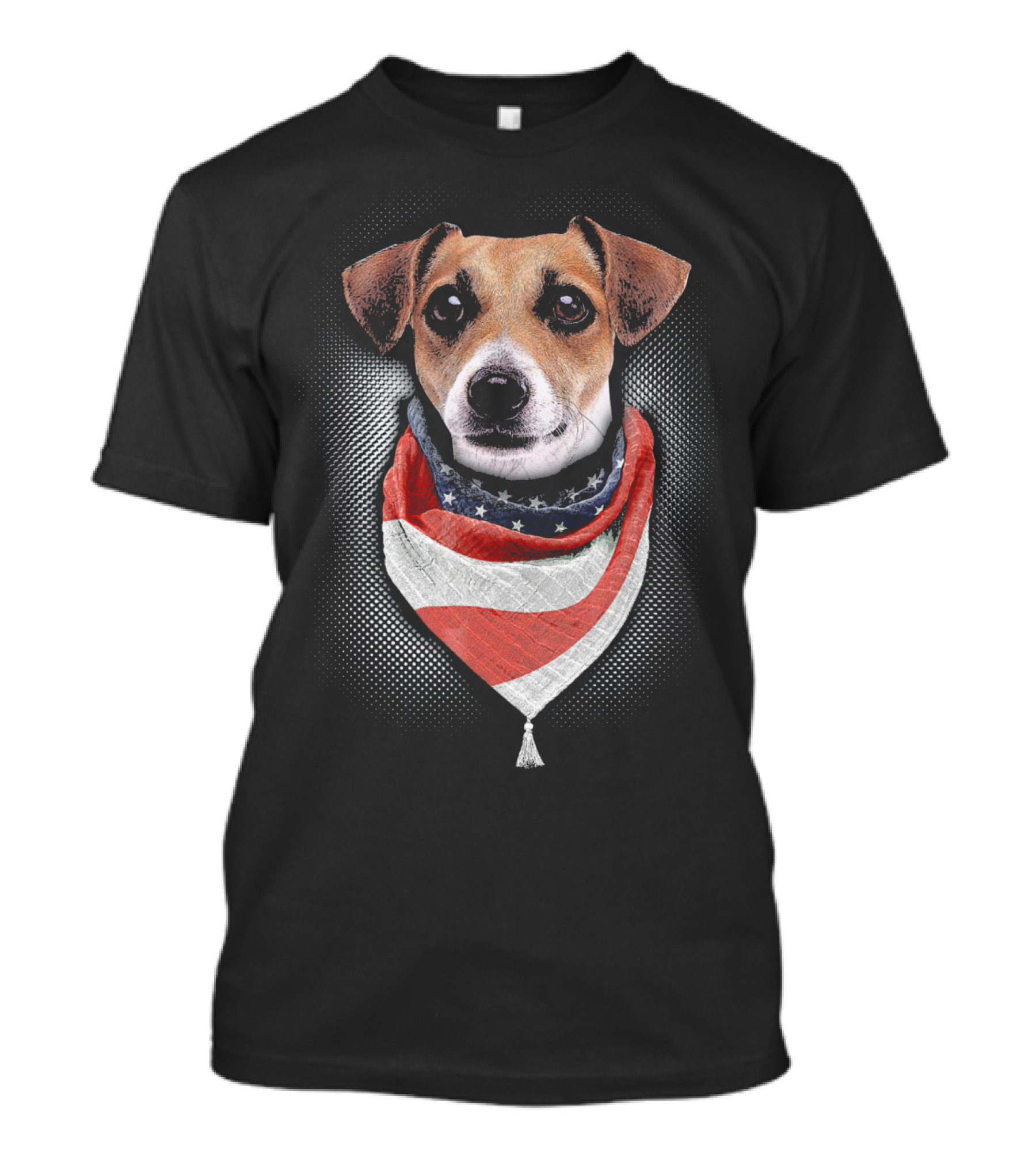 Jack Russell 4th Of July American Flag Bandana T-Shirt