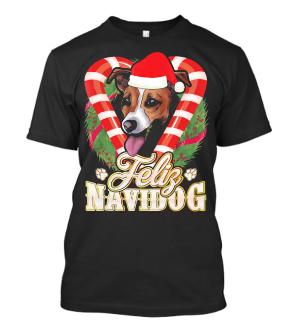 Feliz Navidog Jack Russell Terrier Santa Claus T-Shirt