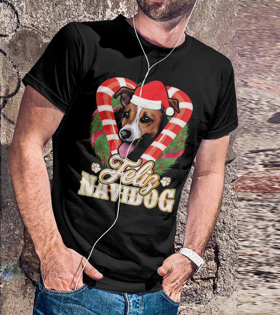 Feliz Navidog Jack Russell Terrier Santa Claus T-Shirt