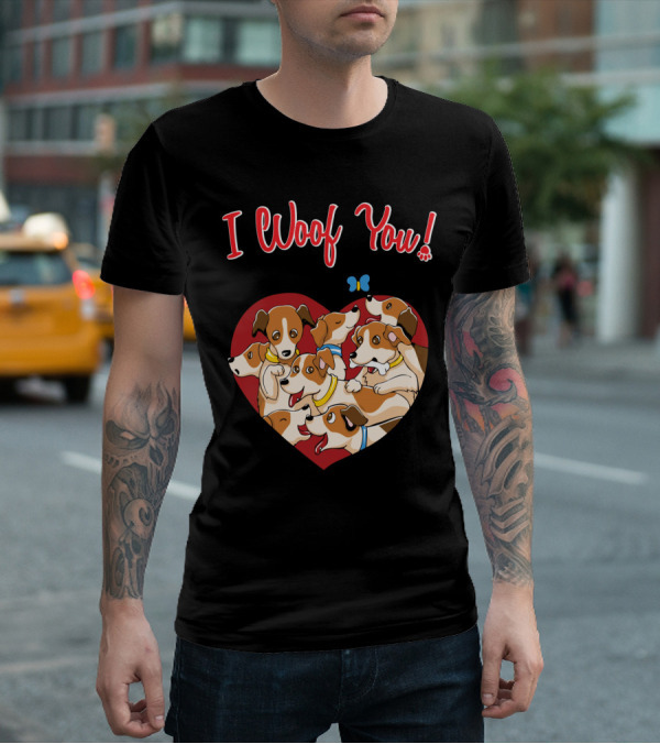 I Woof You Jack Russell Terrier Valentines Day Heart Puppies T-Shirt