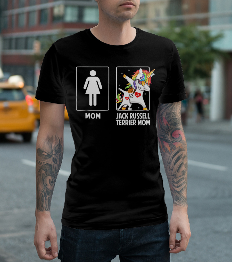 Jack Russell Terrier Mom Unicorn Dabbing with Colorful Mane and Stars T-Shirt