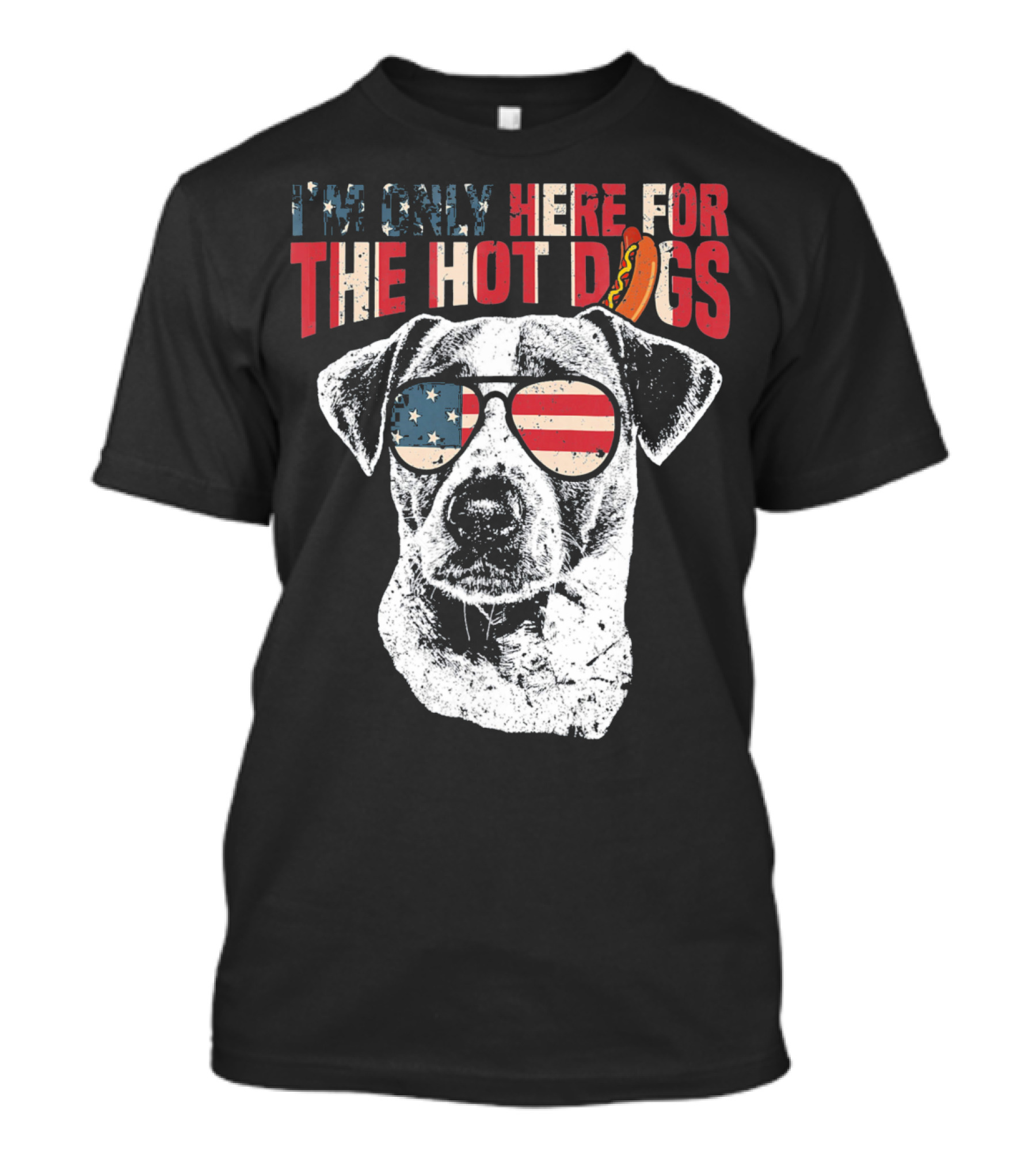 I'm Only Here For The Hot Dogs Jack Russell Terrier Funny 4th Of July Pup T-Shirt