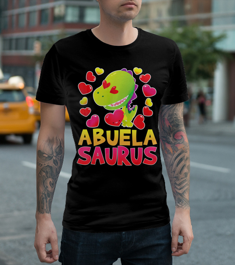 Abuelasaurus Valentines Day Heart Dino T-Shirt