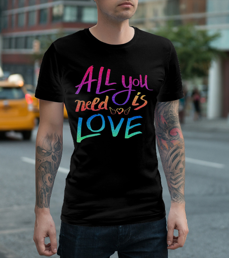 All You Need Is Love Rainbow Wings Heart T-Shirt