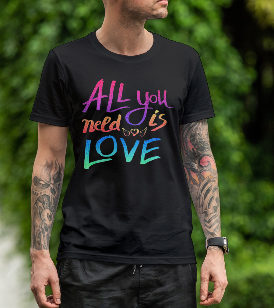 All You Need Is Love Rainbow Wings Heart T-Shirt