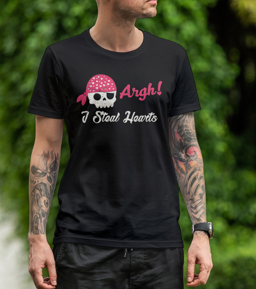 Argh I Steal Hearts Skull Bandana T-Shirt