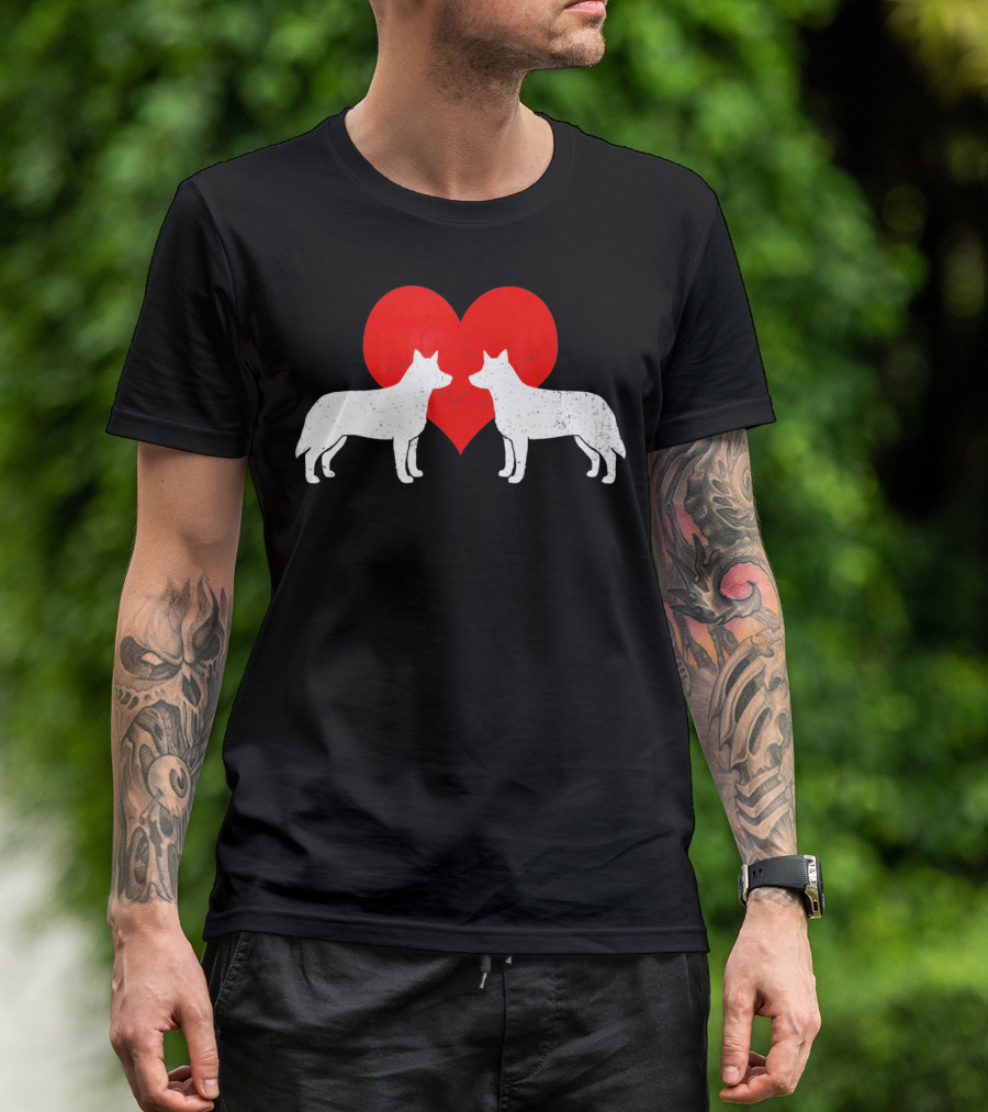 Australian Blue Heeler Heart Silhouette Valenti T-Shirt