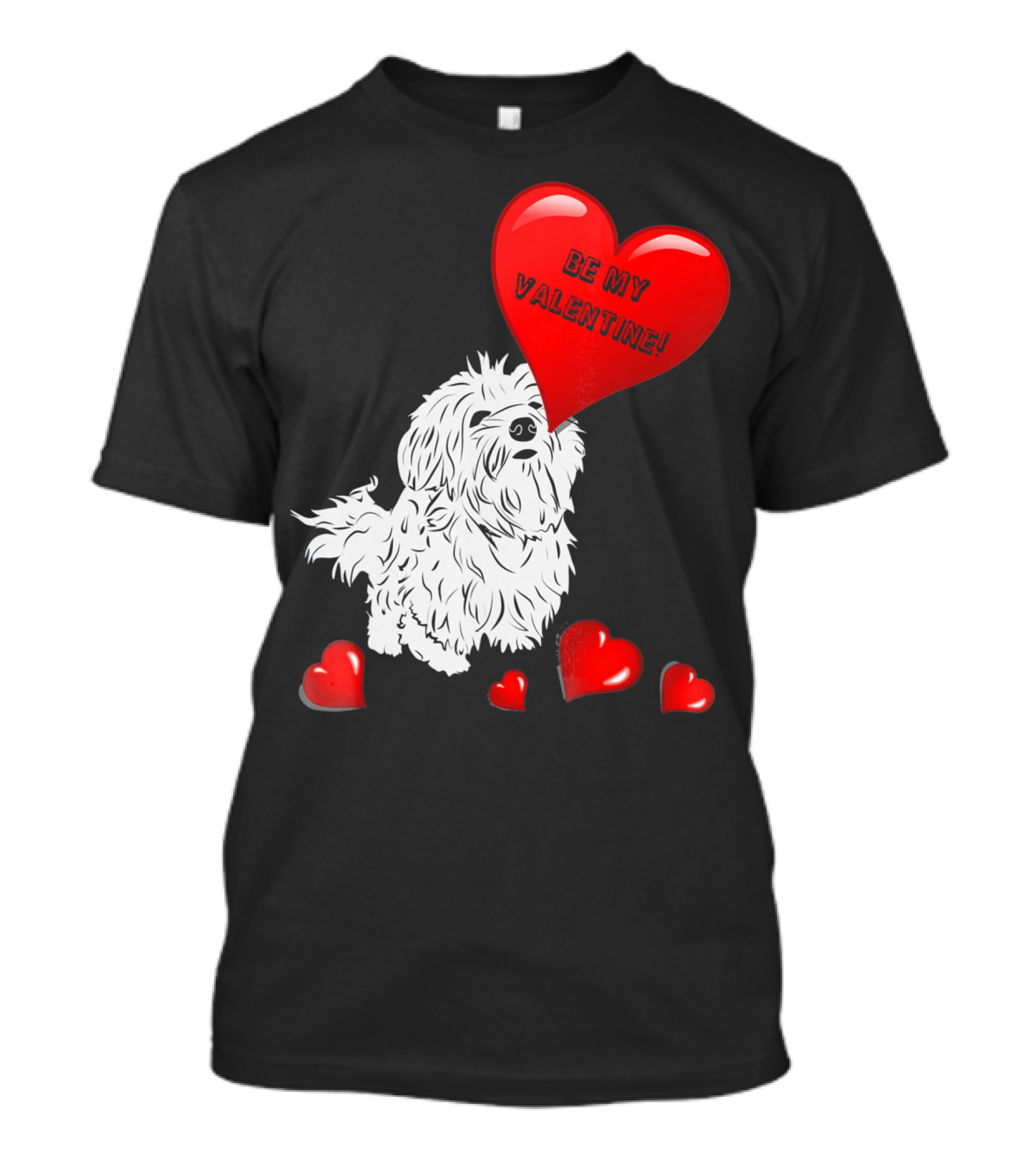 Be My Valentine Maltese Dogs In Love With Red Hearts T-Shirt