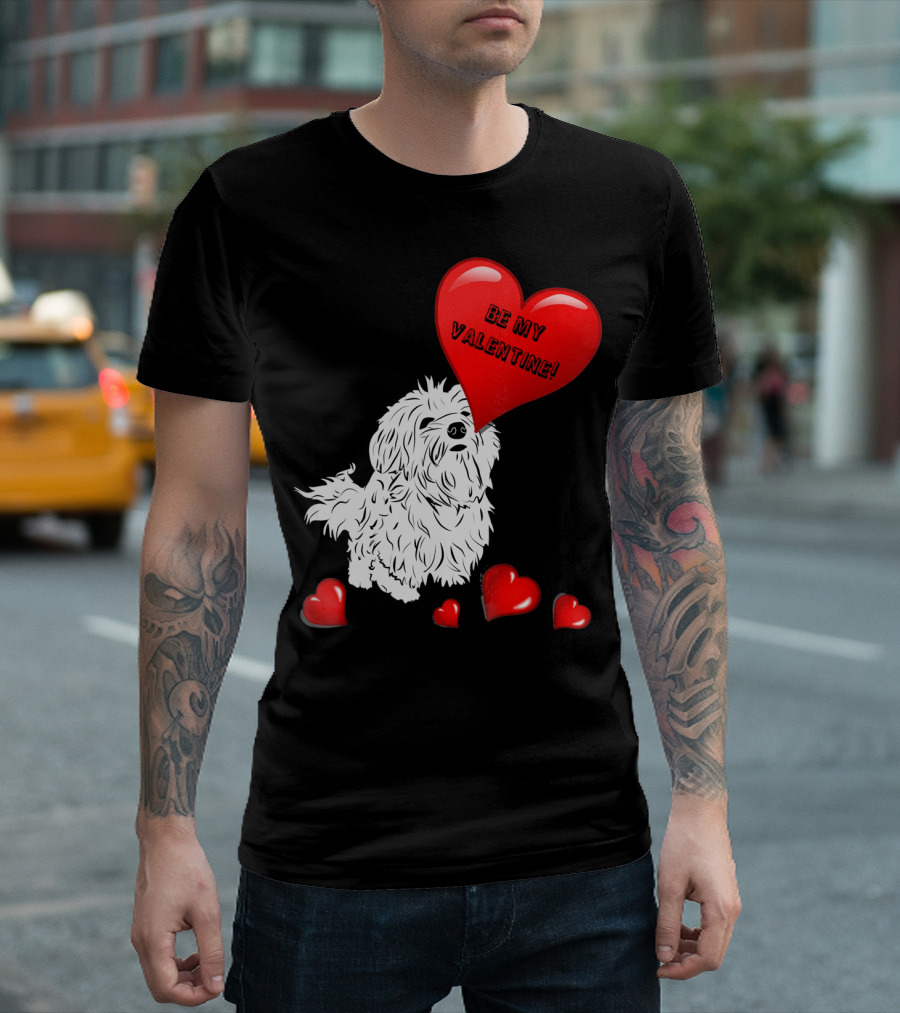 Be My Valentine Maltese Dogs in Love with Red Hearts T-Shirt