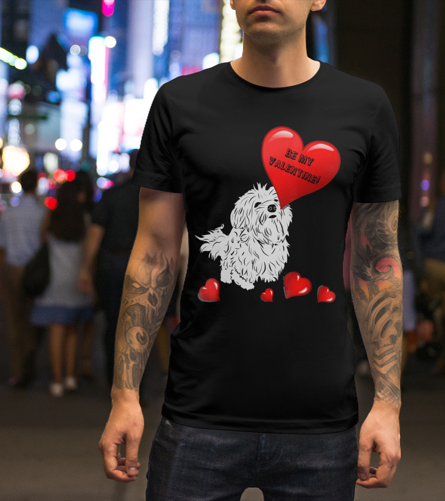 Be My Valentine Maltese Dogs In Love With Red Hearts T-Shirt