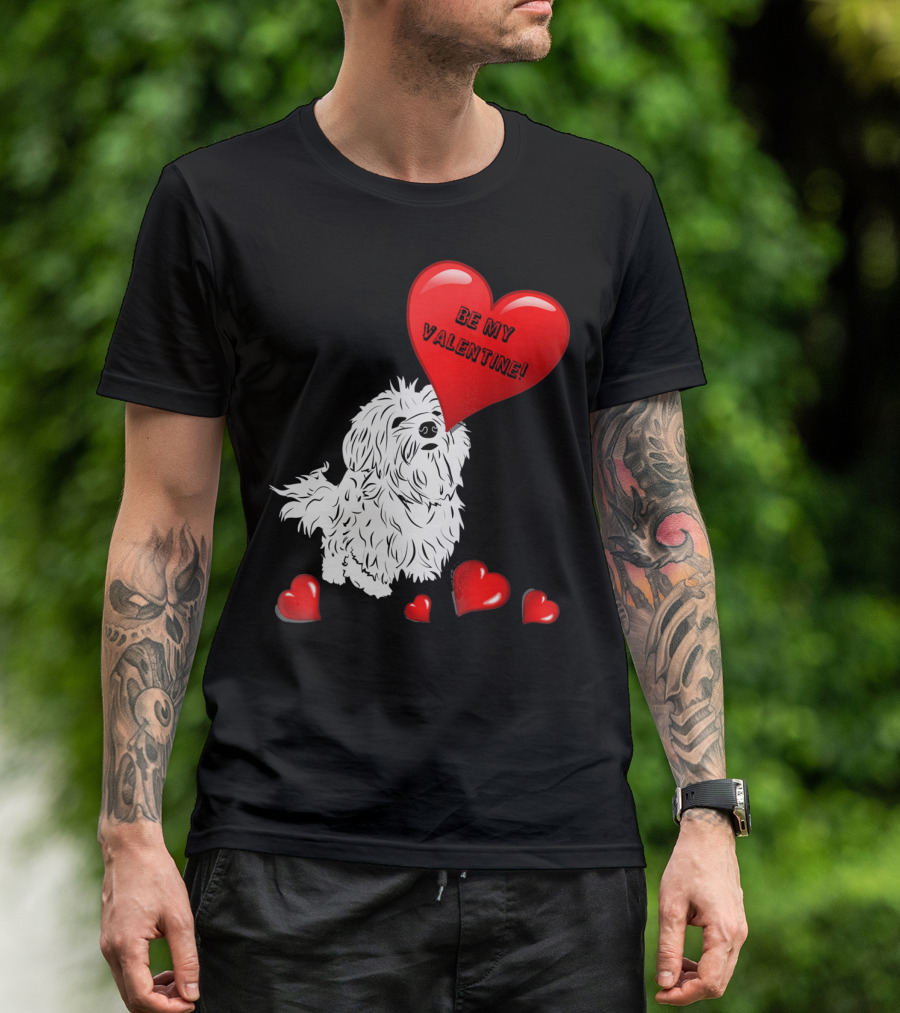 Be My Valentine Maltese Dogs In Love With Red Hearts T-Shirt