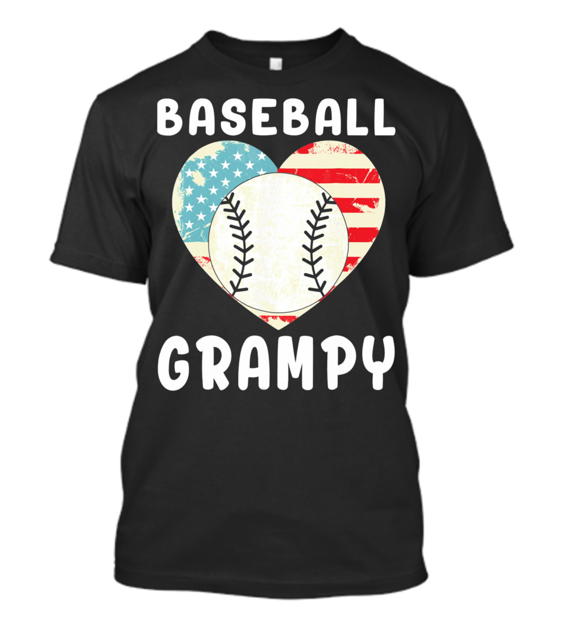 Baseball Grampy Heart With American Flag Love T-Shirt
