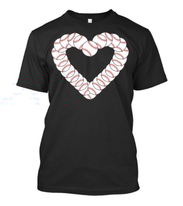 Baseball Heartbeat Valentine Heart With Baseballs T-Shirt