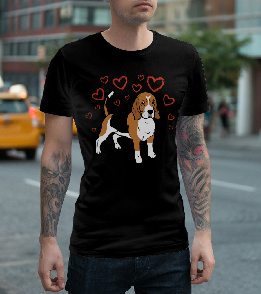 Beagle Surrounded by Hearts Valentine T-Shirt