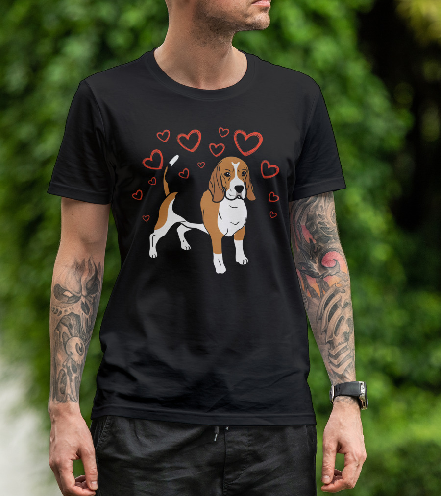 Beagle Surrounded By Hearts Valentine T-Shirt