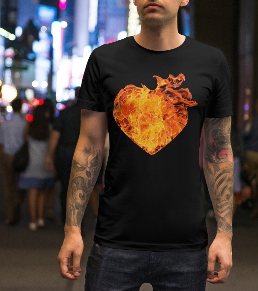 Valentines Day Big Heart Of Fire T-Shirt