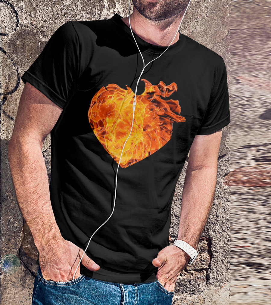 Valentines Day Big Heart Of Fire T-Shirt