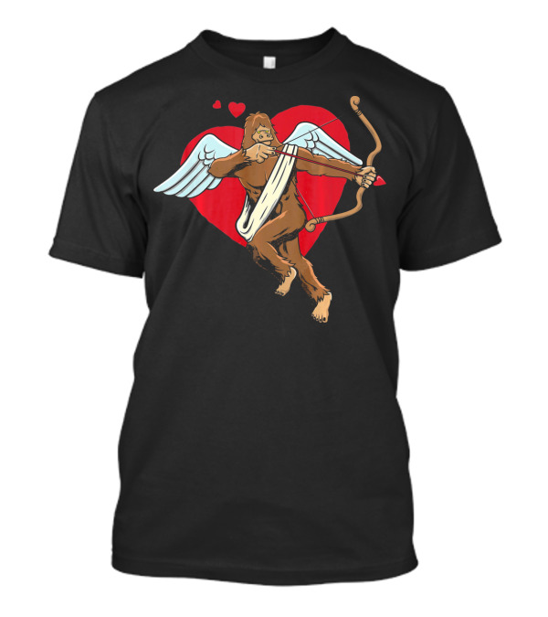 Bigfoot Cupid Eros Sasquatch Valentine With Wings And Bow T-Shirt