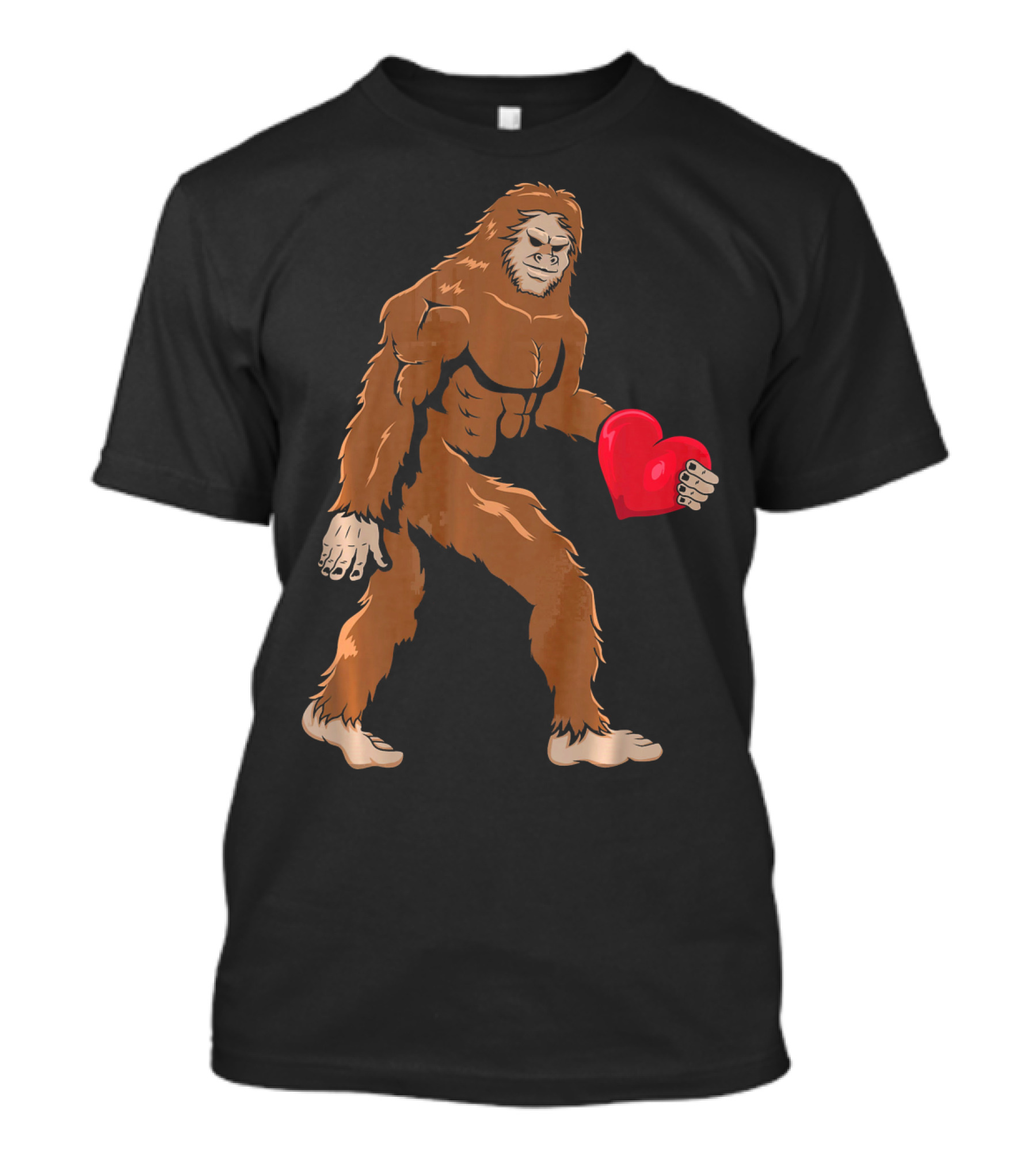 Bigfoot Holding Heart Sasquatch Valentines Day T-Shirt