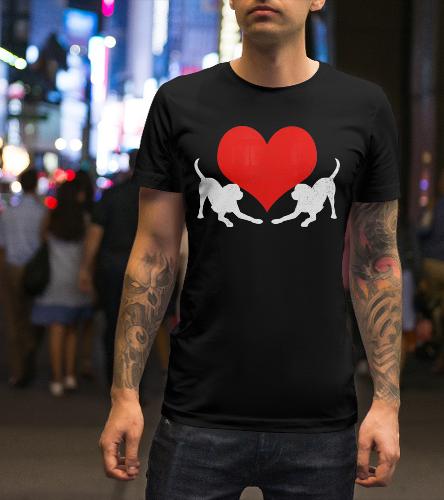 Valentine's Day Black Mouth Cur With Heart T-Shirt