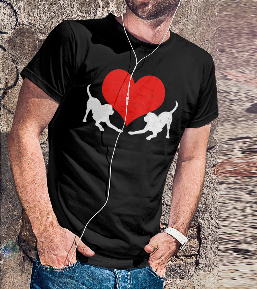 Valentine's Day Black Mouth Cur With Heart T-Shirt