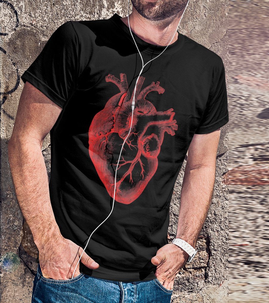 Boy Valentine Cool Men Anatomical Heart T-Shirt