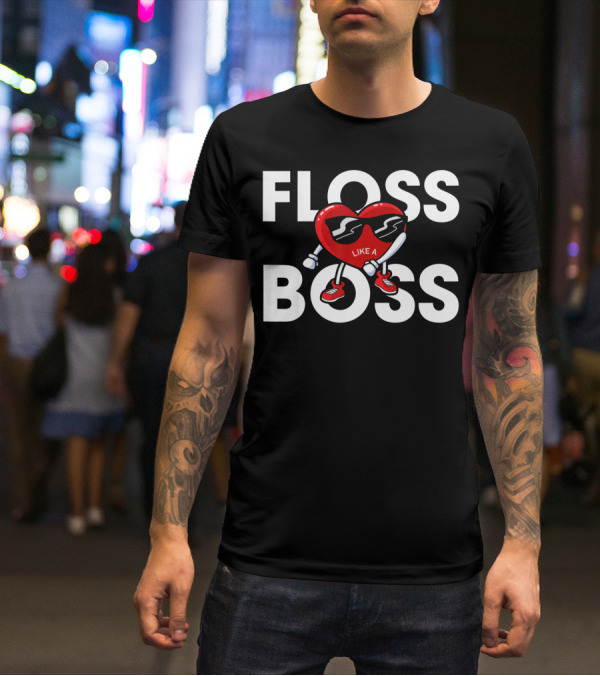 Floss Like A Boss Boys Valentines Day Kids Heart T-Shirt