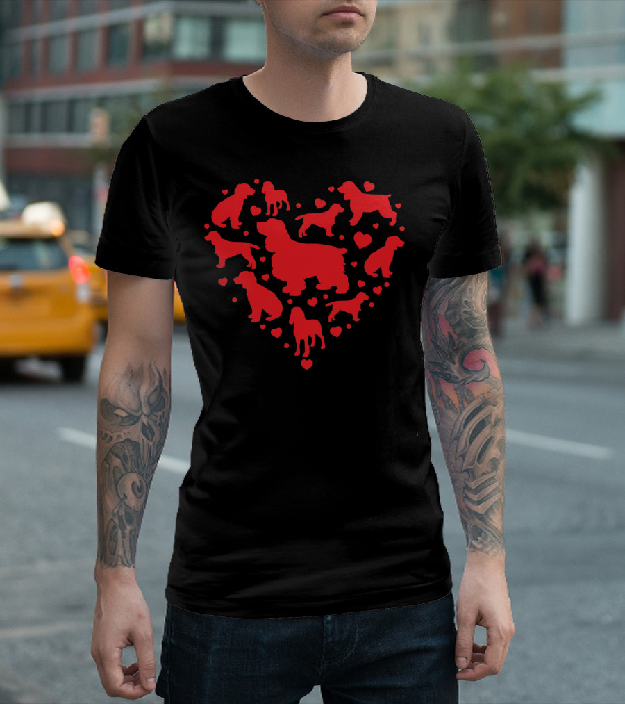 Cocker Spaniel Heart Silhouette Valentines Day T-Shirt