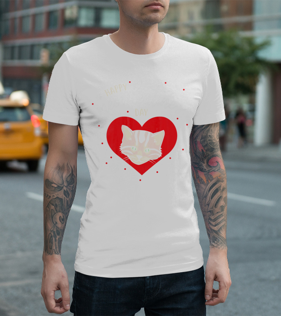 Happy Meowlentines Day Cat Heart Paws T-Shirt