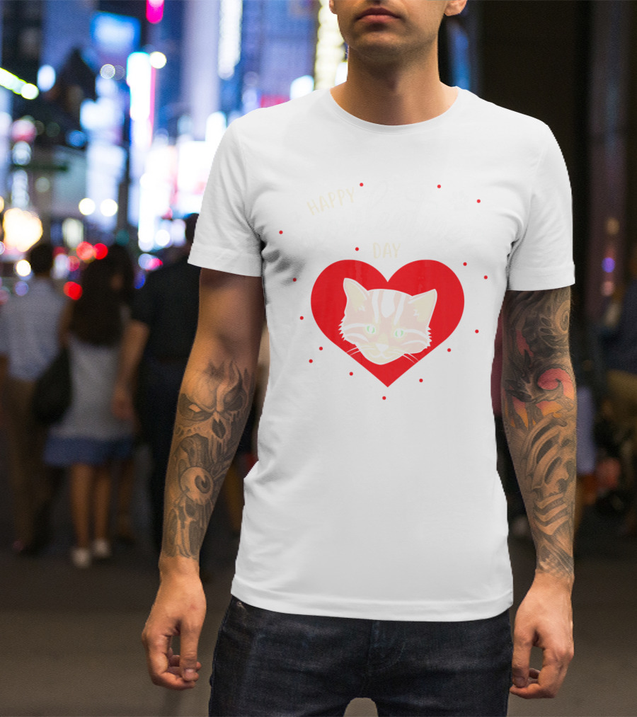 Happy Meowlentines Day Cat Heart Paws T-Shirt