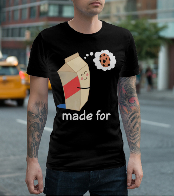 Couples Valentines Day Matching Made For Milk And Cookie T-Shirt