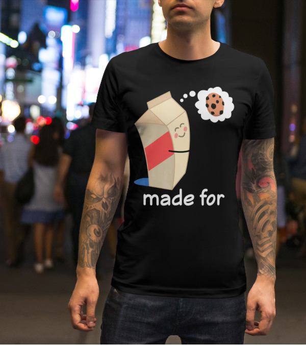 Couples Valentines Day Matching Made For Milk And Cookie T-Shirt