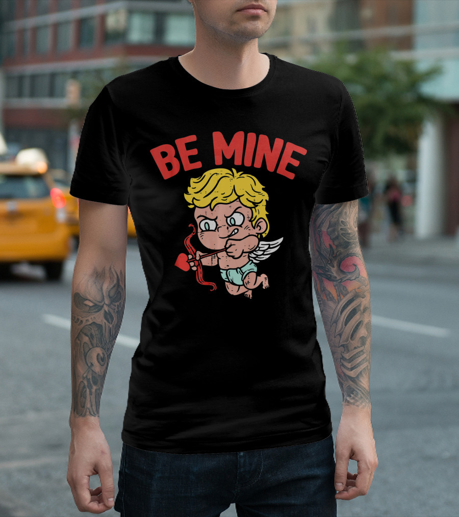Be Mine Funny Valentine's Day Cupid With Bow And Heart Arrow T-Shirt