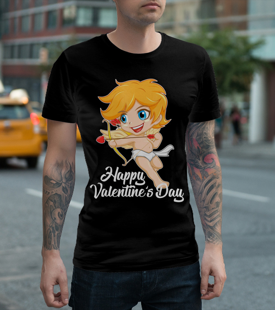 Happy Valentine's Day Cupid Bow and Heart Arrow T-Shirt
