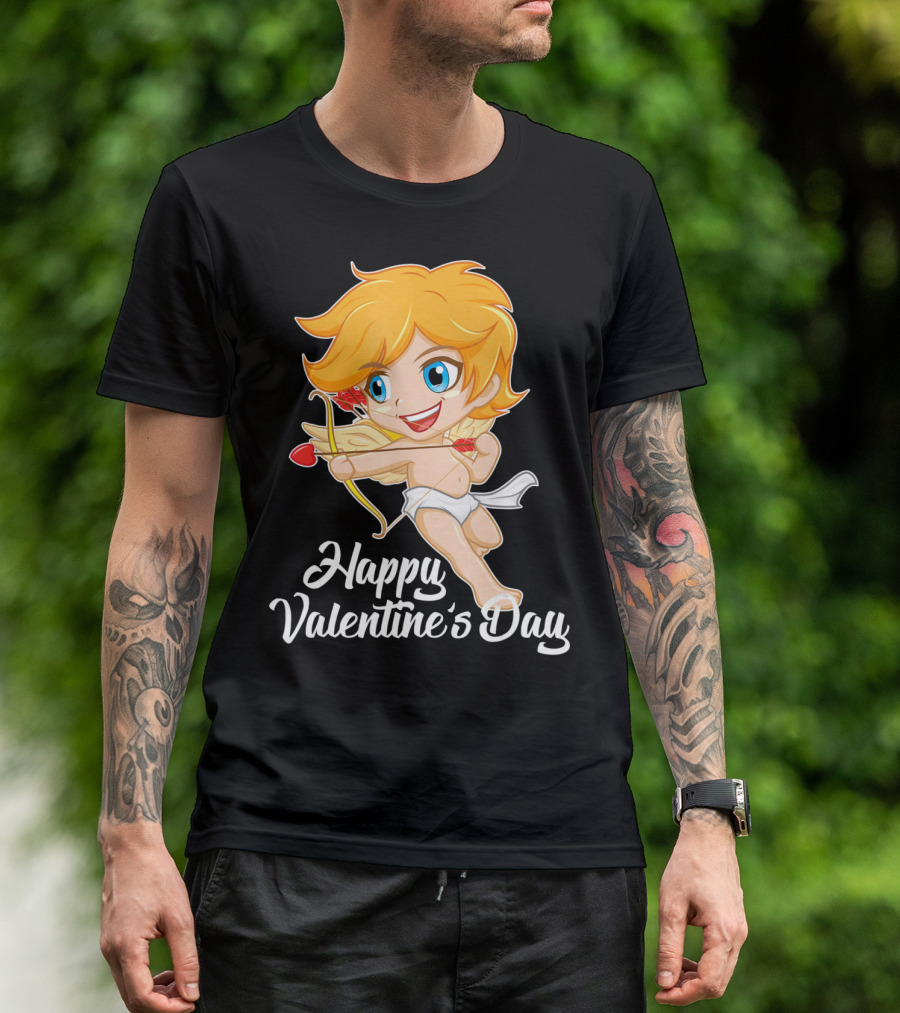 Happy Valentine's Day Cupid Bow And Heart Arrow T-Shirt