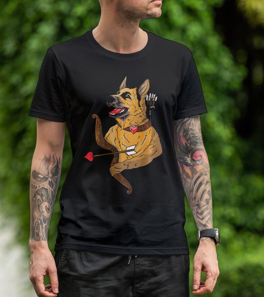 Cupid German Shepherd With Bow And Heart Arrow Dog Lovers T-Shirt