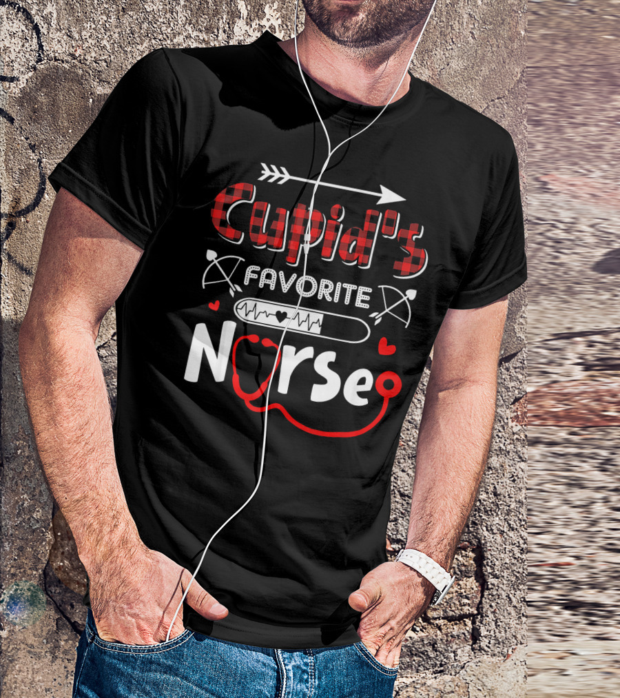 Cupid's Favorite Nurse Valentine's Day Heart Stethoscope And Arrow T-Shirt