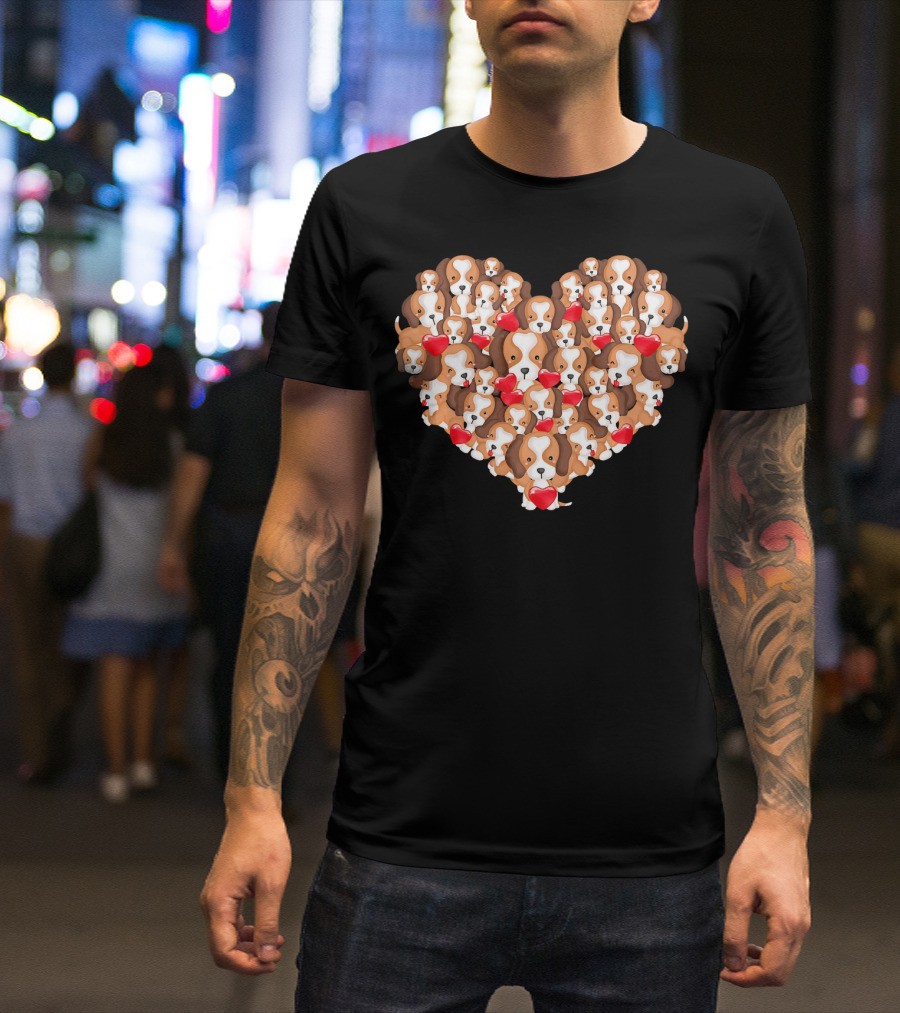 Beagle Puppies In Heart Shape For Valentine's Day T-Shirt