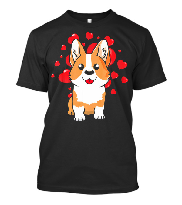 Corgi With Love Hearts Valentines Day Cute Dog T-Shirt