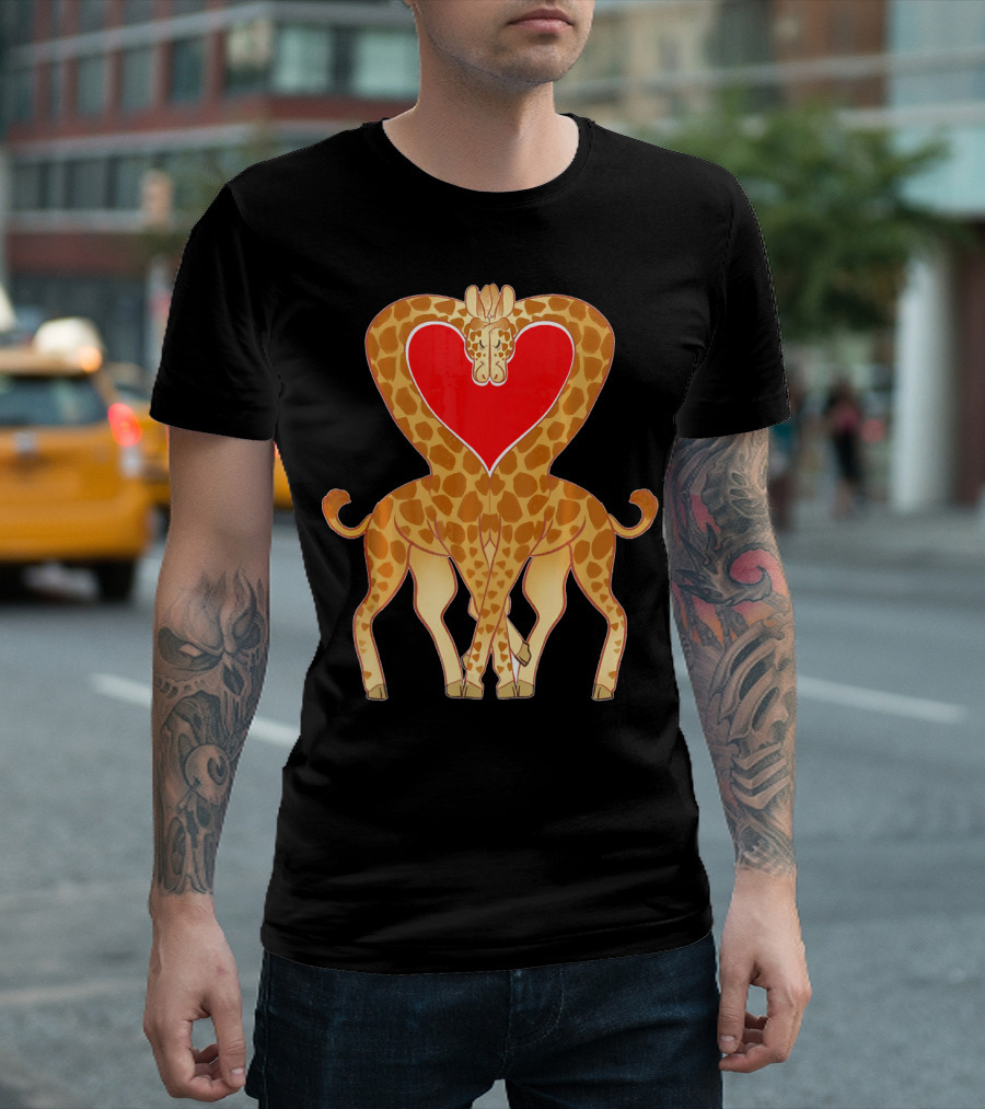 Cute Heart Giraffe Funny Valentine T-Shirt