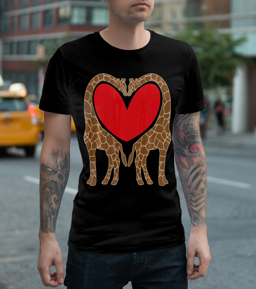 Cute Giraffe Heart Shape Valentine Fun T-Shirt