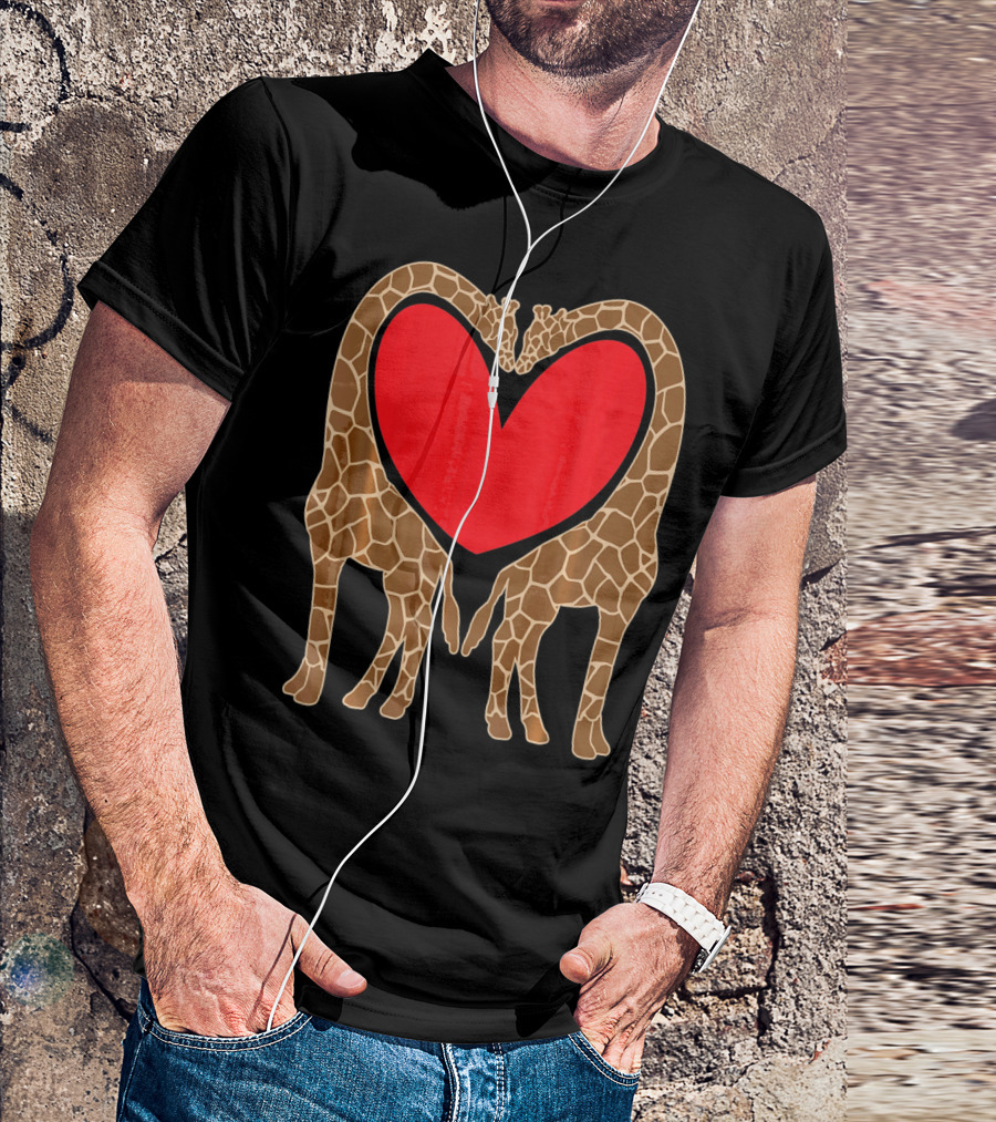 Cute Giraffe Heart Shape Valentine Fun T-Shirt
