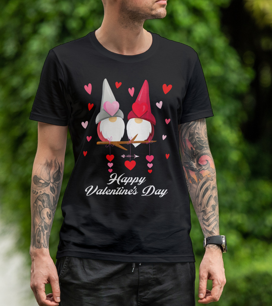 Happy Valentine's Day Cute Gnomes Hearts T-Shirt